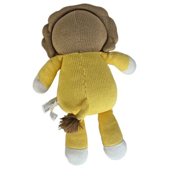 Theodore Elephant And Leo Lion Knitted Plush Living Textiles With Rattle Toy - Picture 4 of 9